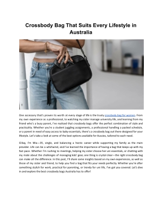 Crossbody Bag That Suits Every Lifestyle in Australia