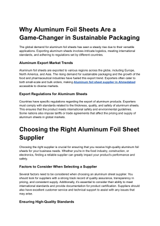 Why Aluminum Foil Sheets Are a Game-Changer in Sustainable Packaging