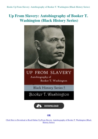 Books Up From Slavery Autobiography of Booker T. Washington (Black History Series)