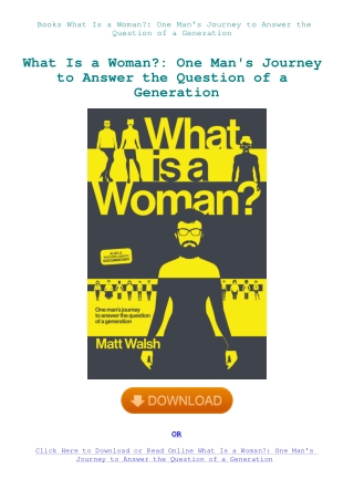 Books What Is a Woman One Man's Journey to Answer the Question of a Generation