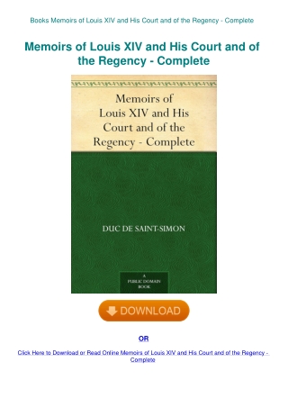 Books Memoirs of Louis XIV and His Court and of the Regency - Complete