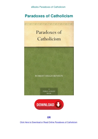 eBooks Paradoxes of Catholicism