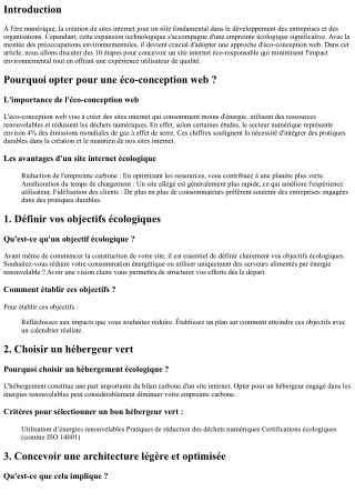 10 étapes pour concevoir un site internet éco-responsable