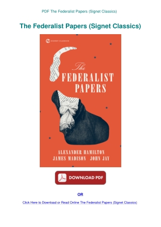 PDF The Federalist Papers (Signet Classics)