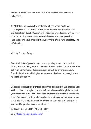 Two wheeler spare parts and lubricants08