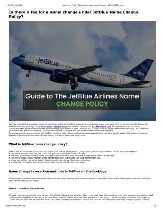 Is there a fee for a name change under JetBlue Name Change Policy?