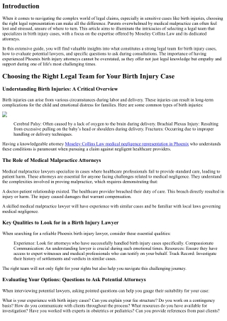“Choosing the Right Legal Team for Your Birth Injury Case”