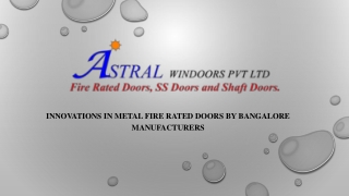 Innovations in Metal Fire Rated Doors by Bangalore Manufacturers