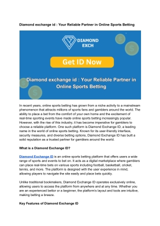 Diamond exchange id _ Your Reliable Partner in Online Sports Betting (1)