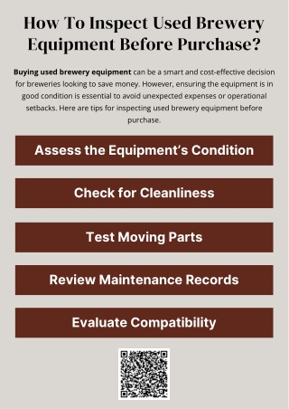 How To Inspect Used Brewery Equipment Before Purchase?