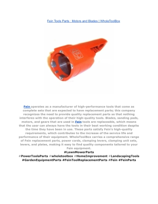 Fein Tools Parts _ Motors and Blades _ WholeToolBox