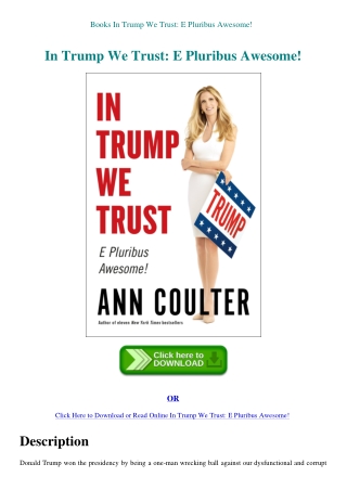 Books In Trump We Trust E Pluribus Awesome!