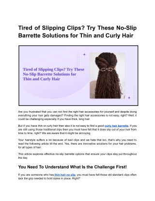 Tired of Slipping Clips_ Try These No-Slip Barrette Solutions for Thin and Curly Hair