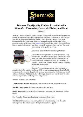 A Sturdy and Chic Casserole for the Kitchen