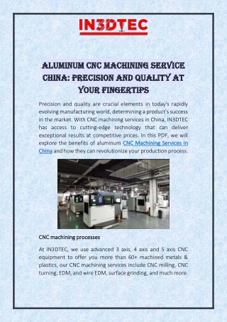 Aluminum CNC Machining Service China Precision and Quality at Your Fingertips