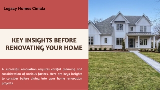 Key Insights Before Renovating Your Home Legacy Homes Cimala