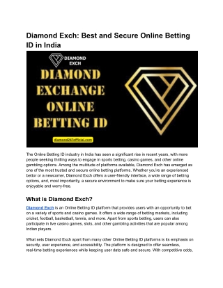 Diamond Exch_ Best and Secure Online Betting ID in India