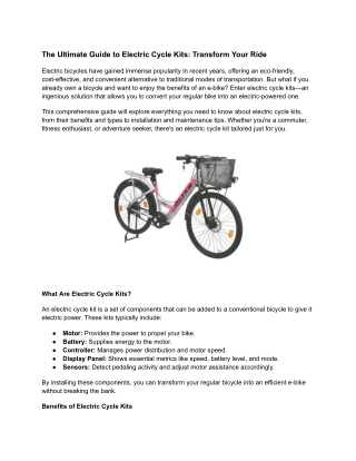 The Ultimate Guide to Electric Cycle Kits_ Transform Your Ride