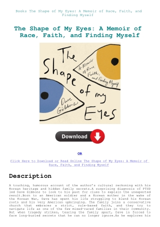 Books The Shape of My Eyes A Memoir of Race  Faith  and Finding Myself