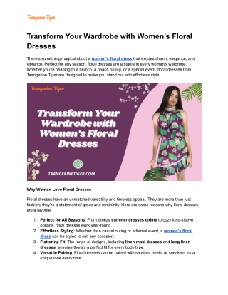 Transform Your Wardrobe with Women’s Floral Dresses