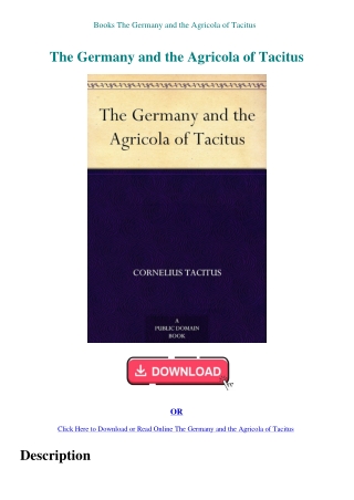 Books The Germany and the Agricola of Tacitus