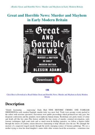 eBooks Great and Horrible News Murder and Mayhem in Early Modern Britain