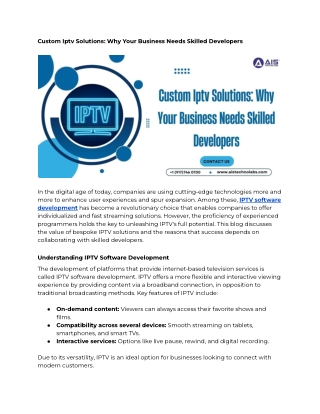 Custom Iptv Solutions: Why Your Business Needs Skilled Developers