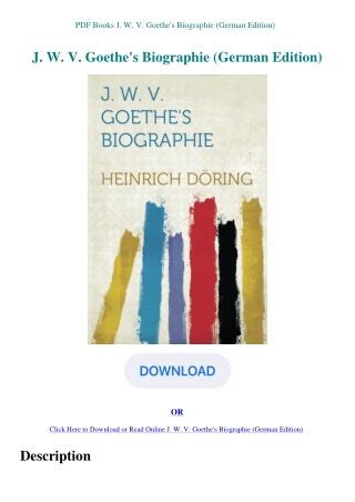 PDF Books J. W. V. Goethe's Biographie (German Edition)