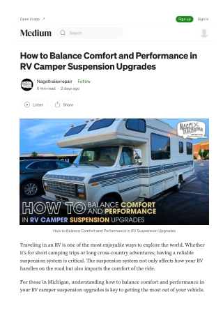 RV Camper Repair Michigan | Suspension Upgrade Advice