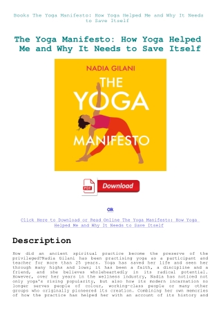 Books The Yoga Manifesto How Yoga Helped Me and Why It Needs to Save Itself