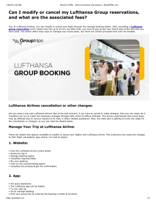 Can I modify or cancel my Lufthansa Group reservations?