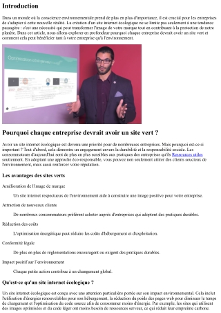 “Pourquoi chaque entreprise devrait avoir un site vert ?”