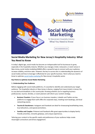 Social Media Marketing for New Jersey’s Hospitality Industry What You Need to Know