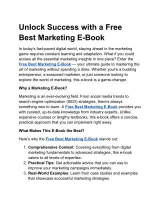 Unlock Success with a Free Best Marketing E-Book