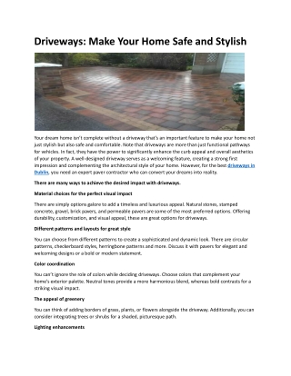 Driveways: Make Your Home Safe and Stylish