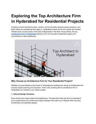 Exploring the Top Architecture Firm in Hyderabad for Residential Projects