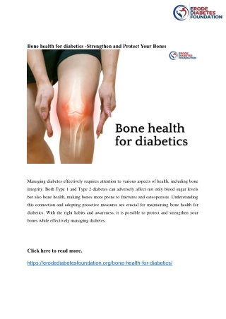 Bone health for diabetics -Strengthen and Protect Your Bones