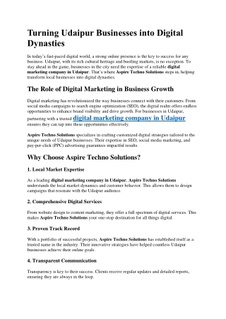 Turning Udaipur Businesses into Digital Dynasties
