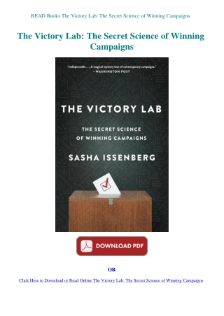 READ Books The Victory Lab The Secret Science of Winning Campaigns 