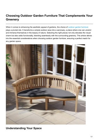 Choosing Outdoor Garden Furniture That Complements Your Greenery