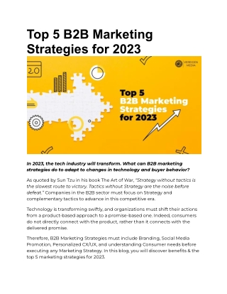 Top 5 B2B Marketing Strategies for 2023