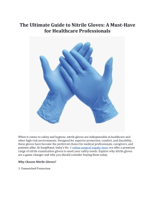 The Ultimate Guide to Nitrile Gloves: A Must-Have for Healthcare Professionals