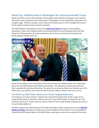 World Cup: Infantino lands in Washington for a kick-around with Trump