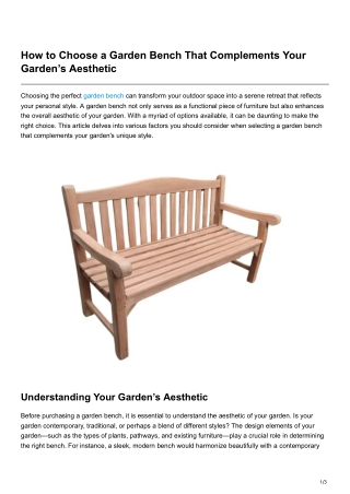 How to Choose a Garden Bench That Complements Your Gardens Aesthetic