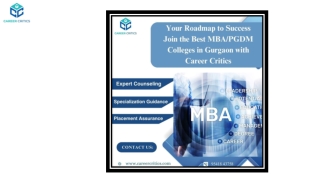Your Pathway to the Best PGDM/ MBA Colleges in Gurgaon with Career Critics