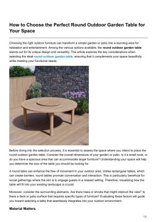 How to Choose the Perfect Round Outdoor Garden Table for Your Space