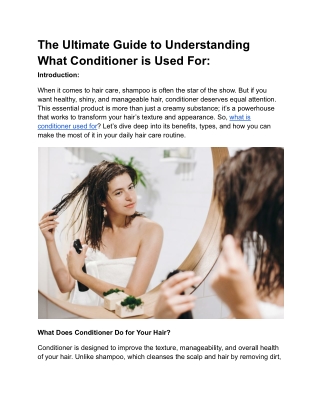 The Ultimate Guide to Understanding What Conditioner is Used For