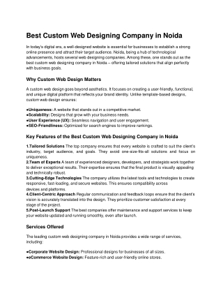 Best Custom Web Designing Company in Noida(article)