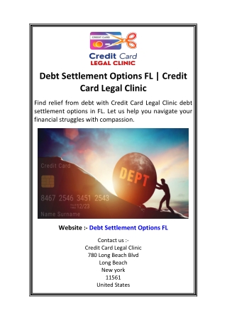 Debt Settlement Options FL  Credit Card Legal Clinic