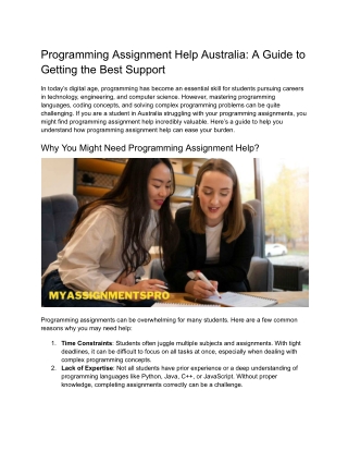Programming Assignment Help Australia_ A Guide to Getting the Best Support